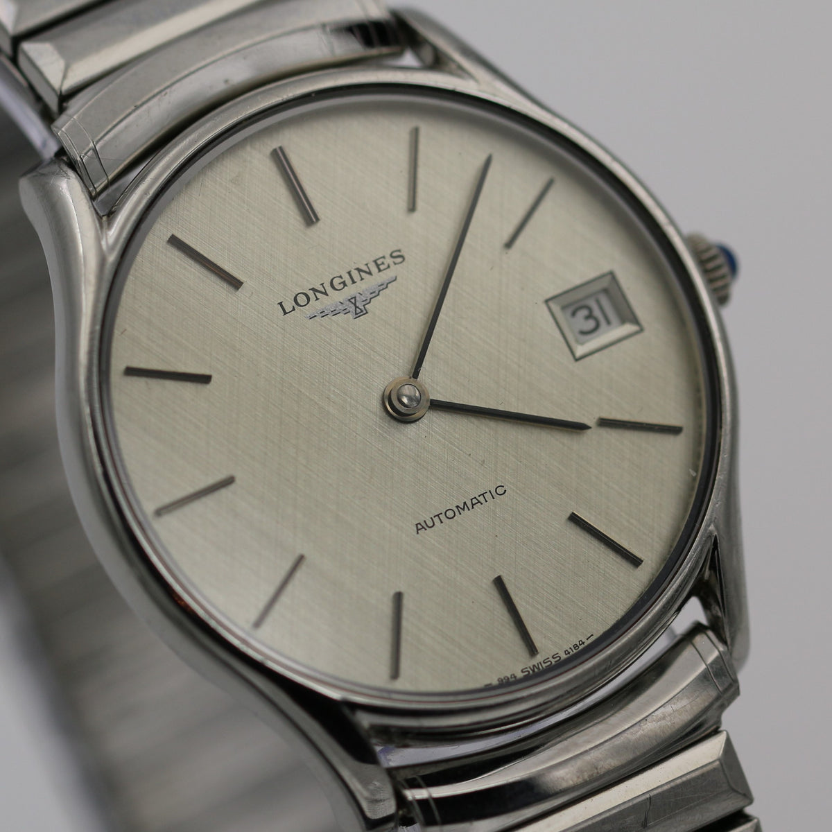 Longines Men s Swiss Made Silver Automatic 25Jwl Calendar Watch w Bracelet