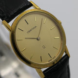 Certina Men's Swiss Made Quartz Gold Ultra Thin Watch w/ Genuine Crocodile Strap