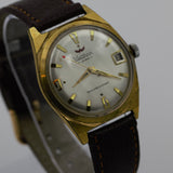 1960s Waltham Men's Swiss Made 17Jwl Gold Calendar Interesting Dial Watch w/ Strap