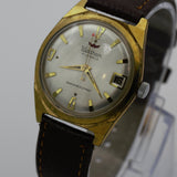 1960s Waltham Men's Swiss Made 17Jwl Gold Calendar Interesting Dial Watch w/ Strap