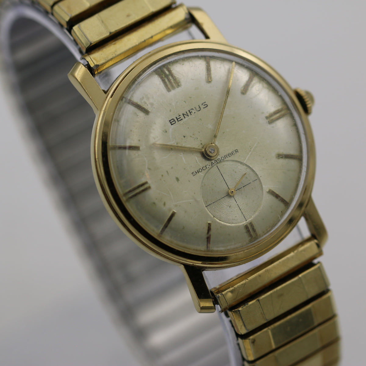 Vintage 1960s Benrus Mens Swiss Made 17Jwl Gold Watch (Stretch) Benrus Mechanical Wrist Watch – Ticktock Guru main image 3
