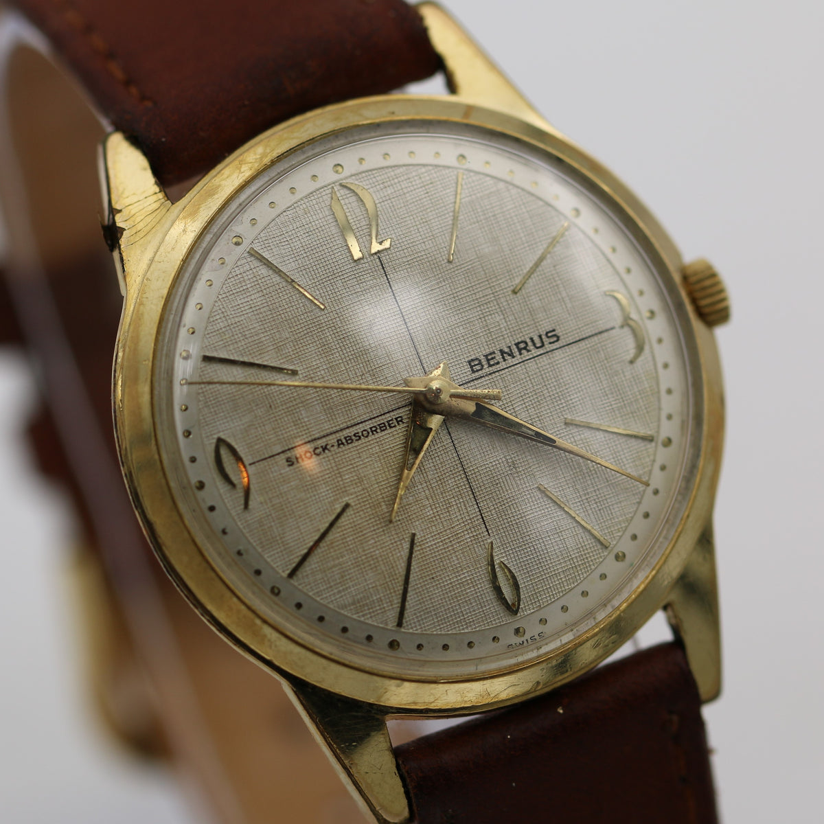 Vintage 1960s Benrus Mens Swiss Made 17Jwl Gold Watch (Stretch) Benrus Mechanical Wrist Watch – Ticktock Guru main image 2