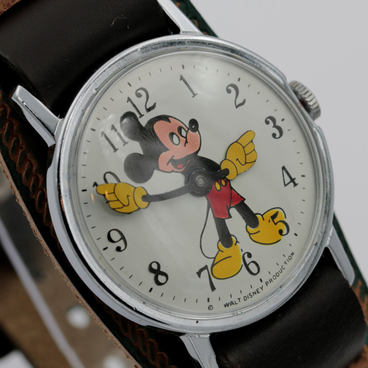 1971 Ingersol-Timex Mickey Mouse Men's Silver Watch w/ Fancy Strap