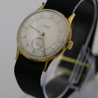 1940s Revue Men's Solid 18K Gold Military Time Swiss Made Watch