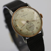 1940s Wittnauer Revue Men's Rose Gold Swiss Made 17Jwl Large Dial Watch