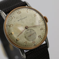 1940s Wittnauer Revue Men's Rose Gold Swiss Made 17Jwl Large Dial Watch