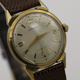 1950s Wittnauer Revue Mens Swiss Made 10K Gold Gorgeous Sunburst Dial Watch