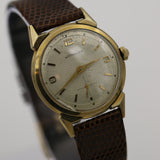 1950s Wittnauer Revue Mens Swiss Made 10K Gold Gorgeous Sunburst Dial Watch