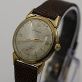 1950s Wittnauer Revue Mens Swiss Made 10K Gold Gorgeous Sunburst Dial Watch