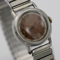 1930s Mido Swiss Made Super-Automatic Multifort Extra Copper Dial Silver Watch w/ Bracelet