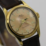 Mido Swiss Made Powerwind Multifort Gold Watch w/ Baby Croco DeBeer Strap