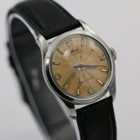 1930s Mido Men's Swiss Made Automatic Powerwind Sunburst Dial Silver Watch w/ Strap