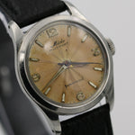 1930s Mido Men's Swiss Made Automatic Powerwind Sunburst Dial Silver Watch w/ Strap