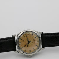 1930s Mido Men's Swiss Made Automatic Powerwind Sunburst Dial Silver Watch w/ Strap