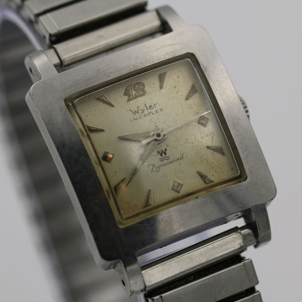Wyler Men's Swiss Made Automatic Silver Dynawind Incaflex Hidden Crown Watch