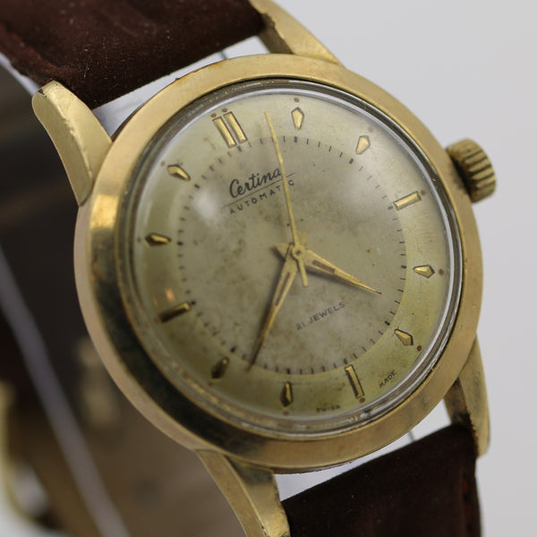 1940s Certina Mens Swiss Made 21Jwl Automatic Gold Fancy Lugs Interesting Watch