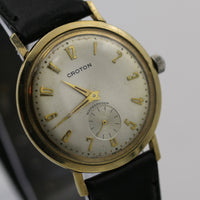 1950s Croton Men's Swiss Made 10K Gold Very Thin Watch w/ Strap