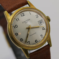 Croton Men's Swiss Made Gold Aquamatic Calendar Watch w/ Strap