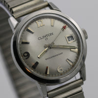 Clinton 17 Men's Silver Swiss Made Calendar Watch w/ Bracelet