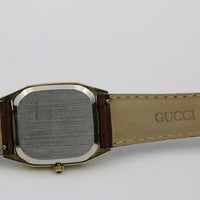 1970s Gucci Men's Made in France Gold UltraThin Quartz Watch w/ Original Strap - Rare
