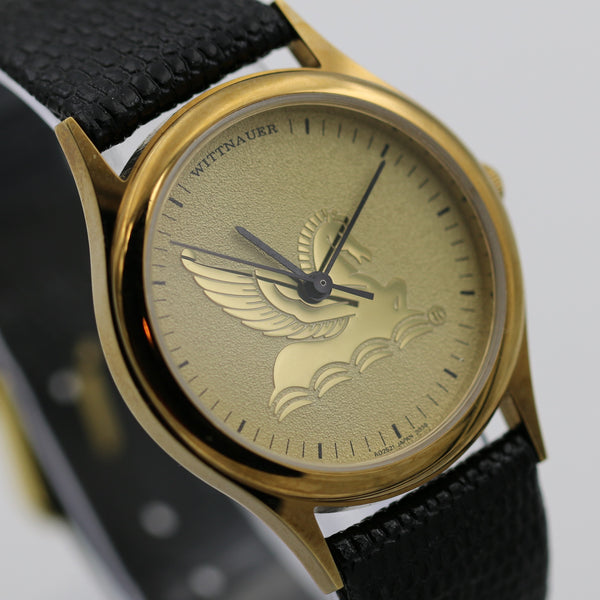 New Wittnauer Men's "Pegasus" Gold Quartz Textured Dial Watch w/ Strap