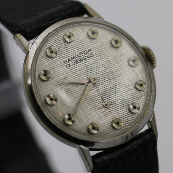 Hamilton Men's Silver Swiss Made 17Jwl Textured Dial Watch w/ Strap