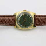 1970 Bulova-Caravelle Swiss Gold Watch with Subdial and Green Dial
