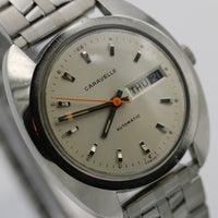1970 Bulova / Caravelle Men's Swiss 17Jwl Automatic Dual Calendar Silver Watch w/ Bracelet