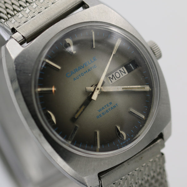 1973 Bulova / Caravelle Men's Swiss 17Jwl Automatic Dual Calendar Silver Watch