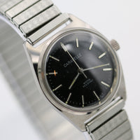 1979 Bulova / Caravelle Men's Silver Made in France Rare Black Dial Watch with Bracelet