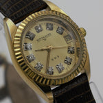 Wittnauer Ladies Swiss Made Gold 11 Diamonds Quartz Calendar Watch w/ Box