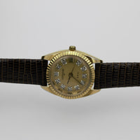 Wittnauer Ladies Swiss Made Gold 11 Diamonds Quartz Calendar Watch w/ Box