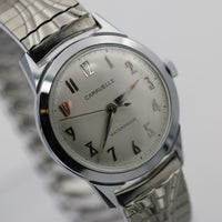 1967 Bulova / Caravelle Mens Silver Interesting Numeral Dial Watch w/ Bracelet