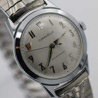 1967 Bulova / Caravelle Mens Silver Interesting Numeral Dial Watch w/ Bracelet