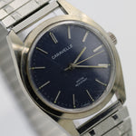 1978 Bulova / Caravelle Men's Silver Made in France Rare Blue Dial Watch with Bracelet