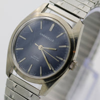 1978 Bulova / Caravelle Men's Silver Made in France Rare Blue Dial Watch with Bracelet