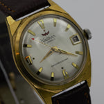 1960s Waltham Men's Swiss Made 17Jwl Gold Calendar Interesting Dial Watch w/ Strap