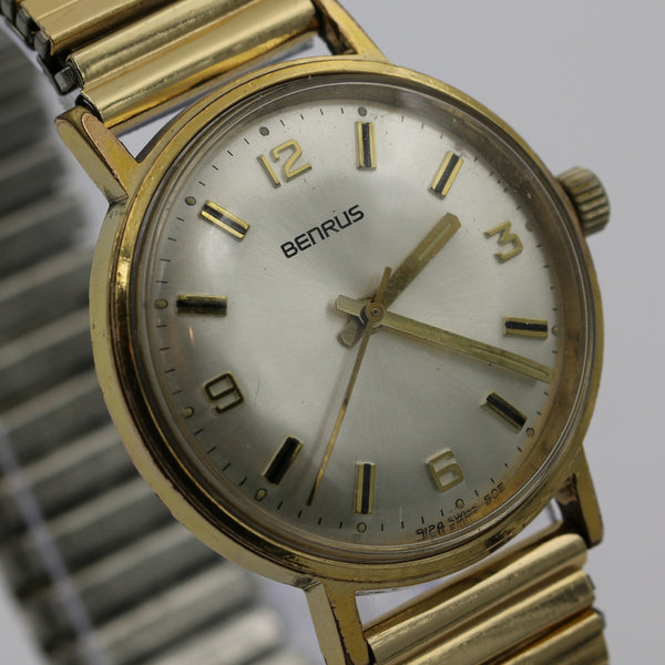 1960s Benrus Men's Gold Swiss Made 17Jwl Watch w/ Bracelet