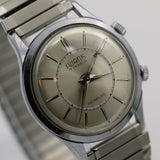 1960s Swank Men's Alarm Swiss Made 17Jwl Silver Watch w/ Silver Bracelet