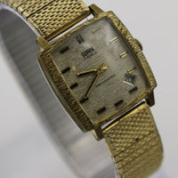 Swank Men's Gold 17Jwl Made in France Calendar Fancy Bezel Watch w/ Bracelet