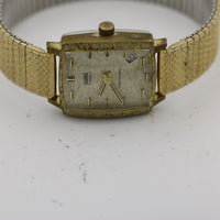 Swank Men's Gold 17Jwl Made in France Calendar Fancy Bezel Watch w/ Bracelet