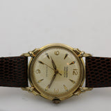1940s Gruen Men's Swiss 17Jwl Automatic Fancy Knotted Lugs Gold Watch w/ Lizard Strap
