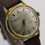 1960s Gruen Men's Swiss Made Automatic 17Jwl Quadrant Dial Gold Watch w/ Strap