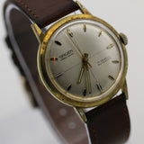 1960s Gruen Men's Swiss Made Automatic 17Jwl Quadrant Dial Gold Watch w/ Strap