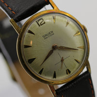 1940s Gruen Men's Gold Swiss Made 17 Jewels Watch w/ Strap