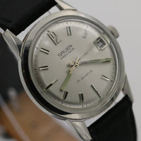 Gruen Men's Swiss Made 17 Jewels Calendar Silver Watch w/ Strap