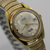 Gruen Men's Swiss Gold 17Jwl Fancy Dual Calendar Watch w/ Bracelet