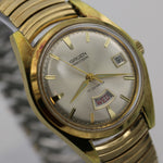 Gruen Men's Swiss Gold 17Jwl Fancy Dual Calendar Watch w/ Bracelet