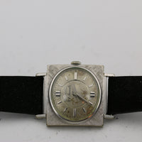 1955 Bulova Men's 10K White Gold 21Jwl Fancy Flower Pattern Dial Watch