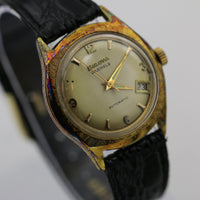 1969 Bulova Men's 10K Gold 23Jwl Automatic Fancy Bezel Calendar Watch w/ Strap
